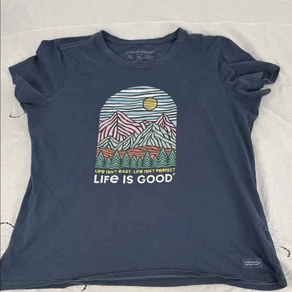 Life Is Good Shirts Womens XL Crusher T-Shirt LOT OF 2 Green Blue Short Sleeve - Picture 2 of 14